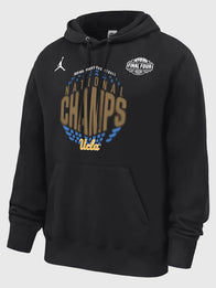 UCLA Bruins NCAA National Champions Hoodie Hoodie unisex front product view | Dash Racegear — UCLA Bruins 2026 champions black locker room hoodie by Jordan, perfect for fans and comfort.