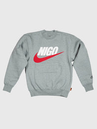 NIGO x Nike From Japan With Love Crew Sweatshirt Sweatshirt unisex front product view | Dash Racegear — Unisex NIGO x Nike crewneck sweatshirt crafted in heather grey for effortless casual wear and layering.
