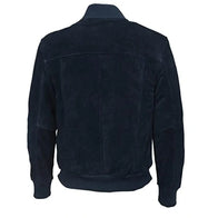 Mens Navy Blue Suede Leather Jacket Leather Jacket men detail view 2 | Dash Racegear — Mens Navy Blue Suede Leather Jacket