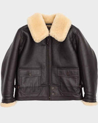 Navy M-445A Flight Leather Jacket Leather Jacket unisex front product view | Dash Racegear — Navy M-445A Flight Brown Leather Jacket