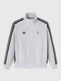 OVO x Needles Track Jacket Jacket unisex front product view | Dash Racegear — Grey full-zip fleece track jacket by October's Very Own x Needles, unisex fit with sleek streetwear style.