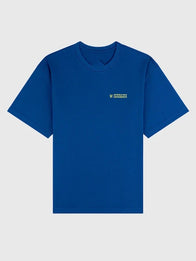 ALD x New Balance Running Bib T-Shirt Shirt unisex front product view | Dash Racegear — Blue New Balance x Aimé Leon Dore Running Bib T-shirt featuring a comfortable unisex design and everyday versatility.