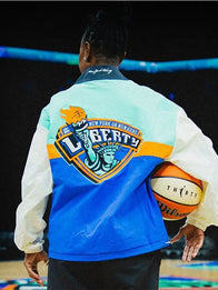 Spike Lee LVA-NYL New York Liberty Windbreaker Jacket Jacket unisex detail view 2 | Dash Racegear — New York Liberty New York or Nowhere Windbreaker Jacket with Spike Lee inspired details, comfortable fit, and modern urban appeal.