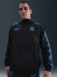 Nike Inter Milan Sport Essentials Track Jacket Jacket unisex front product view | Dash Racegear — Inter Milan woven hooded track jacket by Nike crafted for comfort and sporty appeal.