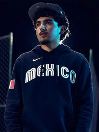 Mexico Baseball Nike x Born x Raised World Baseball Classic Hoodie Hoodie unisex front product view | Dash Racegear — Mexico Baseball Nike x Born x Raised 2026 WBC black Club Fleece hoodie with soft lining for loyal fans.