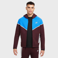 Nike Tech Windrunner Burgundy Reflective Jacket Jacket unisex front product view | Dash Racegear — Nike Tech Windrunner Reflective Jacket in Burgundy and Blue for Stylish Athletes