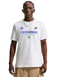 Inter Milan Nike Campioni D’Italia 2025/26 T-Shirt Shirt unisex front product view | Dash Racegear — Nike 2025/26 Inter Milan Campioni D’Italia White T-Shirt classic football tee clean look ideal for casual sporty styling