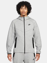 Nike Sportswear Tech Fleece Full-Zip Hoodie Hoodie unisex front product view | Dash Racegear — Nike Sportswear Tech Fleece Windrunner Grey Full-Zip Hoodie blends sleek design and cozy warmth for men on the go.