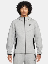 Nike Sportswear Tech Fleece Full-Zip Hoodie Hoodie unisex front product view | Dash Racegear — Nike Sportswear Tech Fleece Windrunner Grey Full-Zip Hoodie blends sleek design and cozy warmth for men on the go.