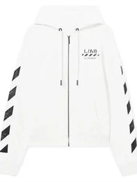 L/AB Core Diagonal Zip Hoodie Hoodie unisex detail view 2 | Dash Racegear — OFF-WHITE 2026 L/AB Core Diagonal Zip-Up Hoodie featuring signature graphics and a relaxed streetwear silhouette.