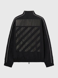 L/AB Diagonal Track Jacket Jacket unisex detail view 2 | Dash Racegear — Modern black zip-up track jacket showcasing OFF-WHITE L/AB styling with everyday urban versatility.