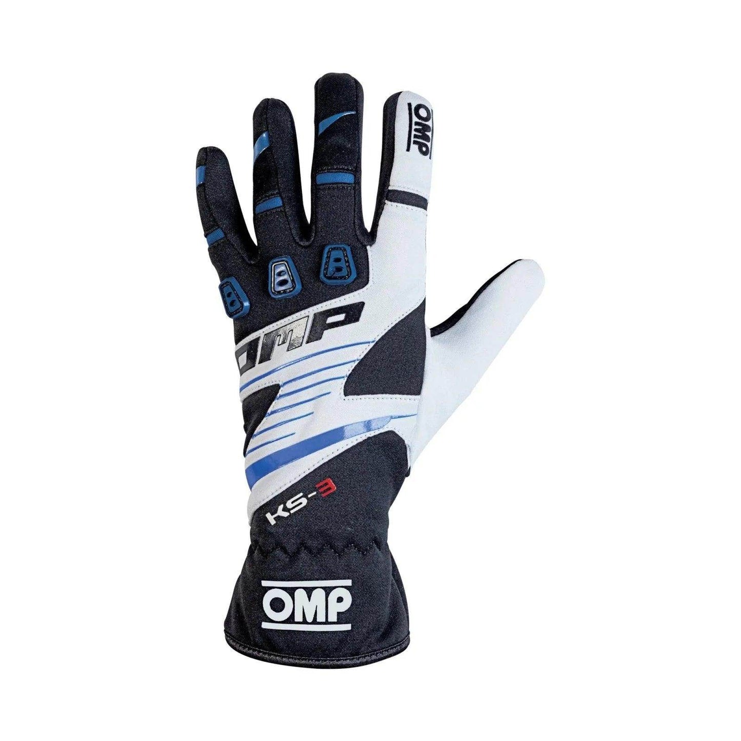OMP KS-3 Kart Gloves - Adult Sizes - BLUE/WHITE, X-Large | DASH RACEGEAR