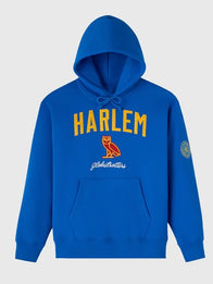 OVO Harlem Globetrotters Hoodie Hoodie unisex front product view | Dash Racegear — Harlem Globetrotters blue pullover fleece hoodie with soft lining, perfect for fans on casual days.
