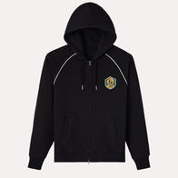 OVO Full Zip Raglan Black Hoodie Hoodie unisex front product view | Dash Racegear — OVO Black Hoodie – Full Zip Raglan Edition
