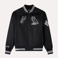 OVO x Spurs Nylon Jacket Jacket unisex front product view | Dash Racegear — Drake’s OVO Spurs Jacket – A Fusion of Sport & Style