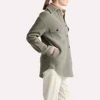 Womens Olive Green Oversized Wool Shirt Shirt women detail view 2 | Dash Racegear — Olive Green Oversized Wool Shirt