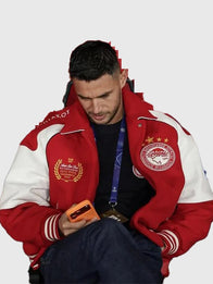 Olympiacos F.C. UEFA Champions League 2025 Jacket Jacket unisex detail view 3 | Dash Racegear — Aimé Leon Dore Olympiacos F.C. red varsity jacket for 2025