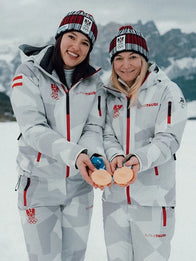 Winter Olympics 2026 Team Austria Opening Ceremony Jacket Jacket unisex front product view | Dash Racegear — Grey Team Austria jacket with hood for Milano Cortina 2026, designed for warmth and fan pride.