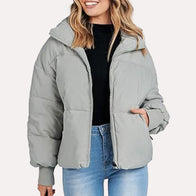 Womens Grey Puffer Jacket Puffer Jacket women detail view 2 | Dash Racegear — Womens Grey Puffer Jacket