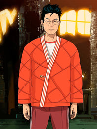 Adidas x Edison Chen Clot Wrap Jacket Jacket unisex front product view | Dash Racegear — Adidas Orange Clot Wrap Puffer Jacket by Edison Chen, bold unisex style with cozy, insulated warmth.