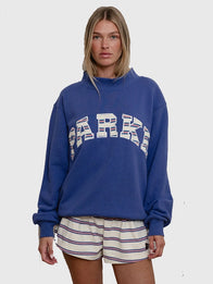 Parke Americana Varsity Mockneck Fashion Apparel unisex detail view 2 | Dash Racegear — Women Wearing Parke Americana Varsity Mockneck Blue