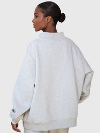 Parke & Brunch Varsity Mockneck Sweatshirt Sweatshirt unisex detail view 2 | Dash Racegear — Grey mockneck fleece sweatshirt by Parke & Brunch, varsity-inspired design with a relaxed, modern fit for everyday comfort.