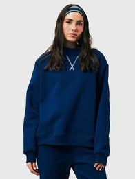 Parke Holiday Classic Mockneck Sweatshirt Sweatshirt unisex front product view | Dash Racegear — Stay comfortable and effortlessly stylish in the Parke Holiday Navy Blue Fleece Mockneck Sweatshirt, perfect for outings.