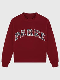 Parke Holiday Plaid Varsity Mockneck Sweatshirt Sweatshirt unisex detail view 3 | Dash Racegear — 2025 Parke Holiday Plaid Varsity Fleece Maroon Mockneck Sweatshirt, soft fleece with plaid accents, unisex winter staple for casual outfits.