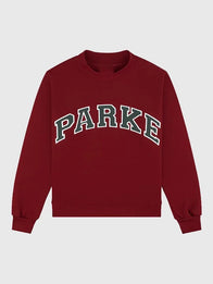 Parke Holiday Varsity Mockneck Maroon Sweatshirt Sweatshirt unisex detail view 3 | Dash Racegear — Stylish maroon 2025 Parke Holiday Varsity fleece sweatshirt, mockneck edition, tailored for students and seasonal wardrobe essentials.