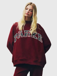 Parke Holiday Plaid Varsity Mockneck Sweatshirt Sweatshirt unisex front product view | Dash Racegear — 2025 Parke Holiday Plaid Varsity Fleece Maroon Mockneck Sweatshirt, stylish varsity design, cozy fabric, perfect for seasonal events or weekend wear.