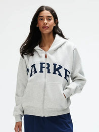 Parke OG Varsity Hoodie Hoodie unisex detail view 2 | Dash Racegear — Parke 2026 OG Varsity grey zip hoodie, soft fleece build for everyday casual comfort and street fashion.