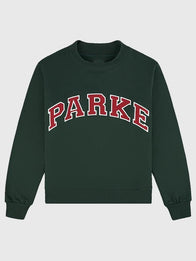Parke Holiday Varsity Mockneck Green Sweatshirt Sweatshirt unisex detail view 3 | Dash Racegear — 2025 Parke Holiday Varsity Mockneck Fleece Sweatshirt in Green, premium fleece, classic varsity design, versatile for everyday winter wear.