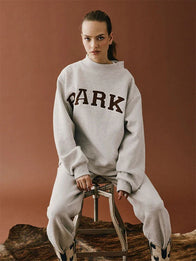 Parke Texas Varsity Mockneck Sweatshirt Sweatshirt unisex front product view | Dash Racegear — Parke Texas Mockneck Fleece Varsity Sweatshirt