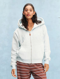 Parke Monochrome Varsity Zip Up Hoodie Hoodie unisex detail view 4 | Dash Racegear — Light Blue Parke Monochrome Varsity Zip-Up Hoodie 2026, soft, comfy, and casual for everyday wear.