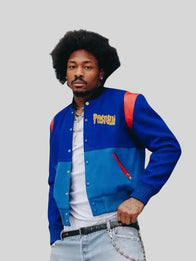 Stefon Diggs Pastelle Varsity Jacket Varsity Jacket unisex detail view 4 | Dash Racegear — Stefon Diggs Pastelle wool bomber jacket, varsity style outerwear for bold sporty street fashion.