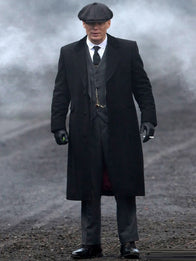 Peaky Blinders Thomas Shelby Black Coat Coat unisex front product view | Dash Racegear — Thomas Shelby Peaky Blinders Trench Coat