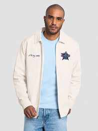 Starter MLB 2026 All-Star Game Full-Zip Jacket Jacket unisex front product view | Dash Racegear — Unisex MLB All-Star Game Franchise 2026 Starter Full-Zip Jacket in Off-White with timeless varsity-inspired style and everyday comfort.