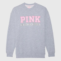 PINK x LoveShackFancy Crew Sweatshirt Sweatshirt unisex detail view 7 | Dash Racegear — PINK x LoveShackFancy Grey Crew Sweatshirt – Cozy & Chic Style