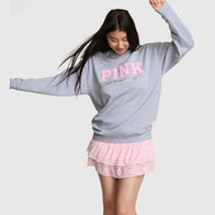 PINK x LoveShackFancy Crew Sweatshirt Sweatshirt unisex detail view 6 | Dash Racegear — PINK x LoveShackFancy Women’s Grey Crew Sweatshirt – Casual Luxe
