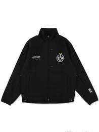 Playstation x WDS Tech Jacket Jacket unisex front product view | Dash Racegear — PlayStation x Wind and Sea black tech jacket blends sleek street style with lightweight, high-performance design for gamers.