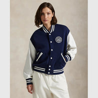 Ralph Lauren US Open Baseball Jacket Jacket unisex detail view 3 | Dash Racegear — women wearing Polo Ralph Lauren US Open Logo Varsity