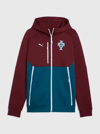 Portugal PUMATECH Full-Zip Hoodie Hoodie unisex front product view | Dash Racegear — Portugal PUMATECH maroon full-zip hoodie, perfect for training sessions and casual wear.