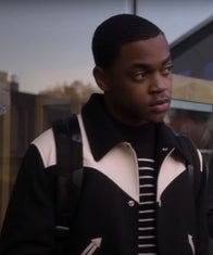 Power Book II Ghost Tariq St Patrick Varsity Jacket Varsity Jacket unisex detail view 4 | Dash Racegear — Power Book II Ghost Michael Rainey Jr. Black Varsity Jacket
