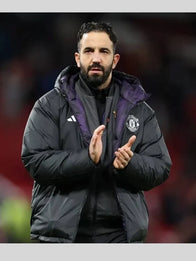 Ruben Amorim Premier League 2025 Manchester United Jacket Jacket unisex front product view | Dash Racegear — Manchester United Head Coach Ruben Amorim Premier League 2025 black puffer jacket, perfect for fans seeking warmth and stylish game-day wear