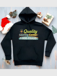 Quality Learing Center Black Hoodie Hoodie unisex front product view | Dash Racegear — Recreation Quality Learning Center hoodie in black with a classic pullover silhouette