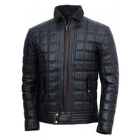 Eugene Black Quilted Leather Jacket Leather Jacket unisex front product view | Dash Racegear — Black Quilted Leather Jacket