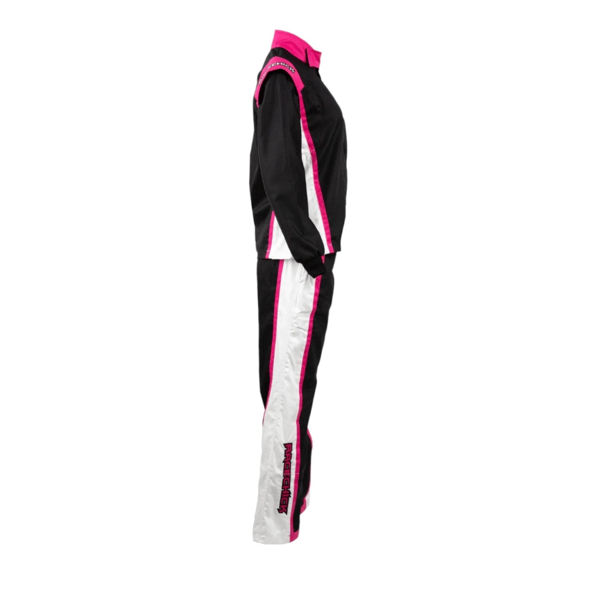RACECHICK FIERCE TWO-PIECE WOMEN'S AUTO RACING SUIT SFI 3.2A/1 (BLACK/PINK) - Dash Racegear Store