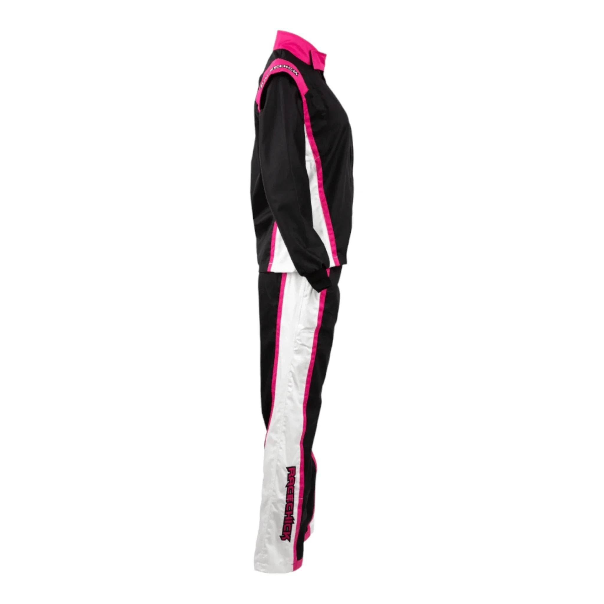 RACECHICK FIERCE TWO-PIECE WOMEN'S AUTO RACING SUIT SFI 3.2A/5 (BLACK/PINK) - Dash Racegear Store
