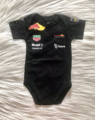 Red Bull Racing F1 Baby romper 100% cotton Black - baby romper image 2