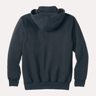 Carhartt Paxton Heavyweight Hoodie Hoodie unisex detail view 3 | Dash Racegear — Full back shot of the navy blue Carhartt heavyweight hoodie, highlighting its hood and simple design.